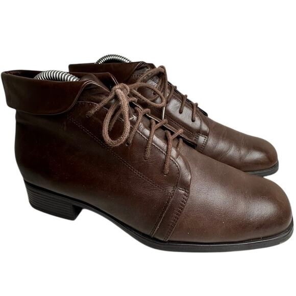 Vtg Y2K St Johns Bay Brown Leather LaceUp Ankle Boots Women 7.5 M Whimsigoth 90s - Picture 11 of 16